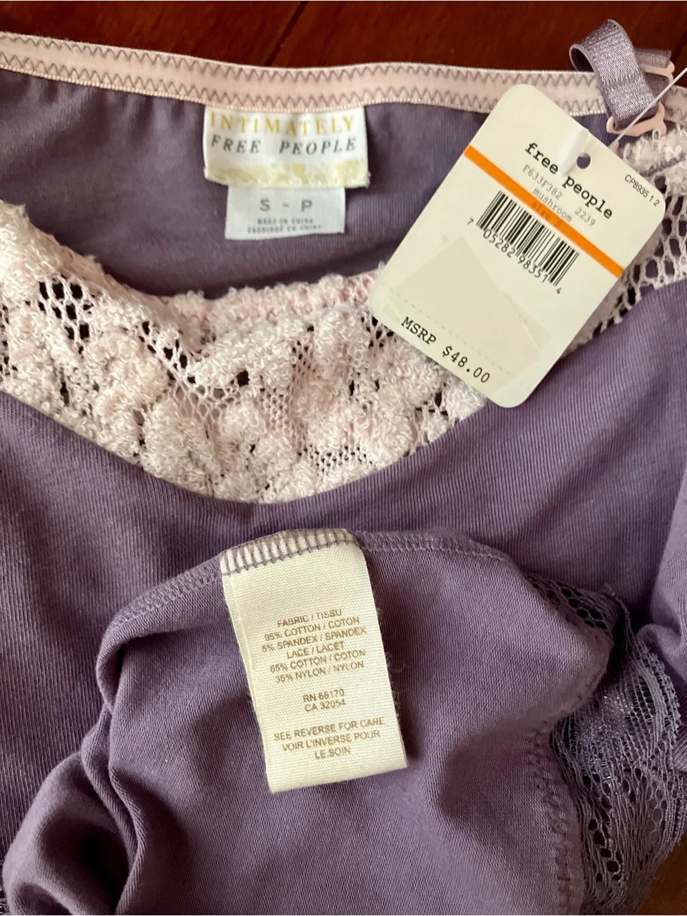 Free People Lace Trim Camisole Slip in Mushroom